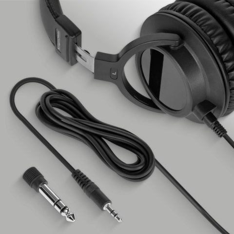 Słuchawki studyjne Krüger&Matz DJ KM0886, czarne, 50 mm, kabel 2,5 m, jack 3,5/6,3 mm