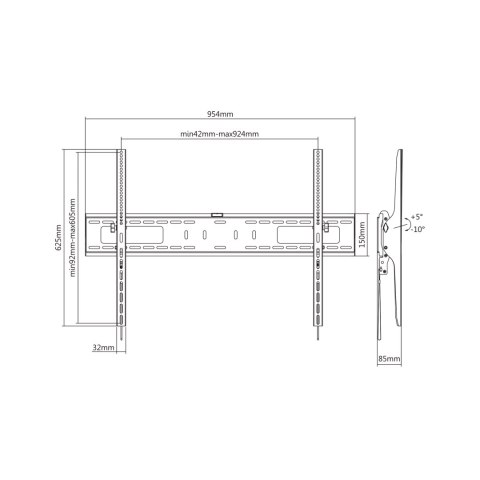 Uchylny uchwyt ścienny Krüger&Matz KM1306 do TV 60-100 cali, VESA do 900×600, do 75 kg