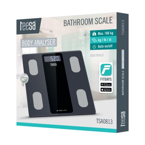 Waga analityczna Teesa TSA0813 Body Analyser, Bluetooth, Fitdays, do 180 kg, dokładność 0,05 kg