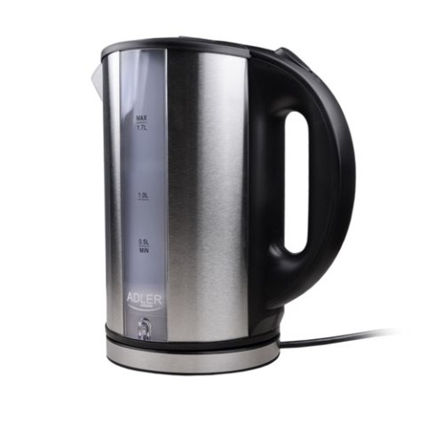 Adler AD1216 czajnik elektryczny 1,7 l, inox, 2200 W, niebieskie podświetlenie