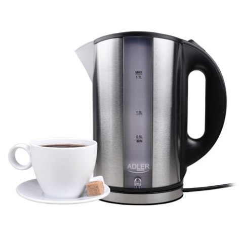 Adler AD1216 czajnik elektryczny 1,7 l, inox, 2200 W, niebieskie podświetlenie