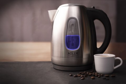 Adler AD1223 czajnik elektryczny 1,7 l, inox, 2200 W, niebieskie podświetlenie