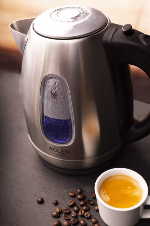 Adler AD1223 czajnik elektryczny 1,7 l, inox, 2200 W, niebieskie podświetlenie