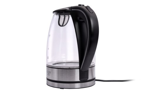 Adler AD1225 szklany czajnik elektryczny 1,7 l, czarny, 2200 W, niebieskie LED
