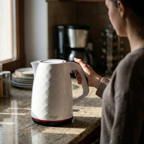 Adler AD1277W czajnik elektryczny 1,7 l, biały, 2200 W, obrotowa podstawa 360°