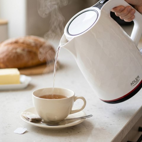 Adler AD1277W czajnik elektryczny 1,7 l, biały, 2200 W, obrotowa podstawa 360°