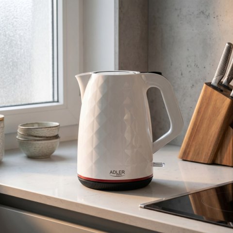 Adler AD1277W czajnik elektryczny 1,7 l, biały, 2200 W, obrotowa podstawa 360°