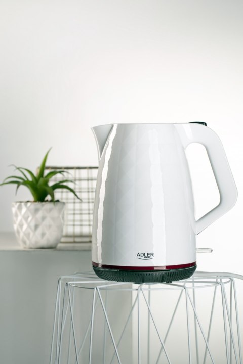 Adler AD1277W czajnik elektryczny 1,7 l, biały, 2200 W, obrotowa podstawa 360°