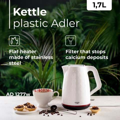 Adler AD1277W czajnik elektryczny 1,7 l, biały, 2200 W, obrotowa podstawa 360°