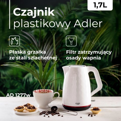 Adler AD1277W czajnik elektryczny 1,7 l, biały, 2200 W, obrotowa podstawa 360°