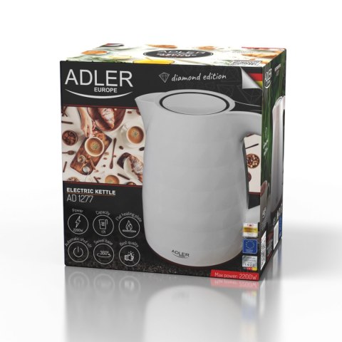 Adler AD1277W czajnik elektryczny 1,7 l, biały, 2200 W, obrotowa podstawa 360°