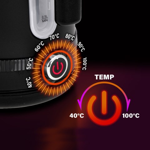 Adler AD1295B czajnik elektryczny 1,7 l, czarny, 7 temperatur 40-100°C, LCD, 2200 W