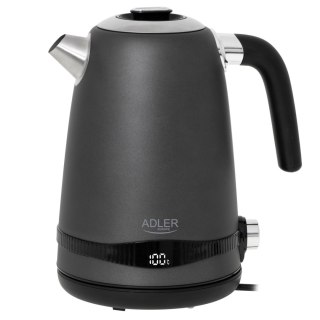 Adler AD1295G czajnik elektryczny 1,7 l, szary, 7 temperatur 40-100°C, LCD, 2200 W
