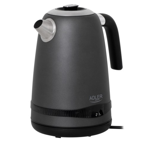 Adler AD1295G czajnik elektryczny 1,7 l, szary, 7 temperatur 40-100°C, LCD, 2200 W