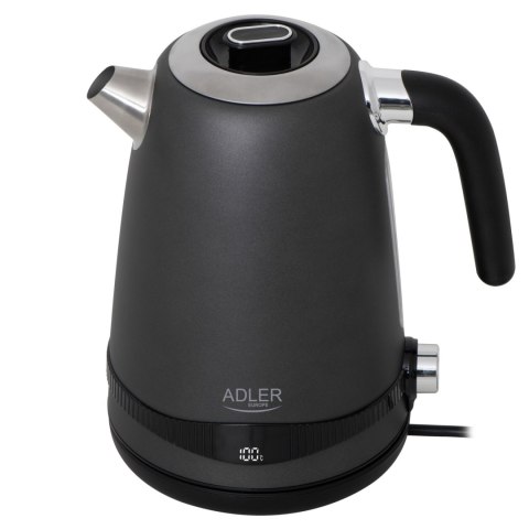 Adler AD1295G czajnik elektryczny 1,7 l, szary, 7 temperatur 40-100°C, LCD, 2200 W