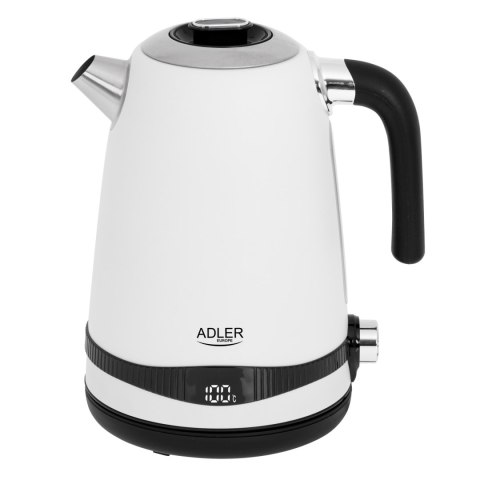 Adler AD1295W czajnik elektryczny 1,7 l, biały, 7 temperatur 40-100°C, LCD, 2200 W