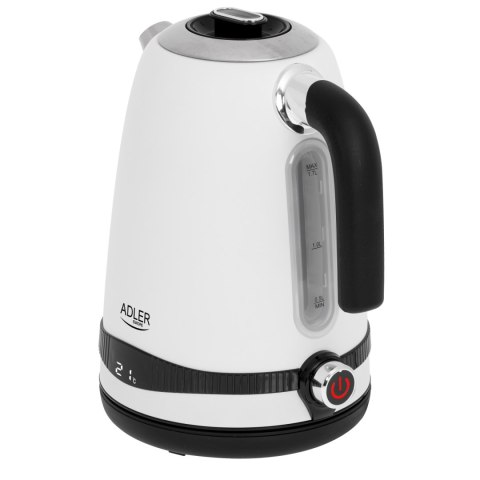 Adler AD1295W czajnik elektryczny 1,7 l, biały, 7 temperatur 40-100°C, LCD, 2200 W