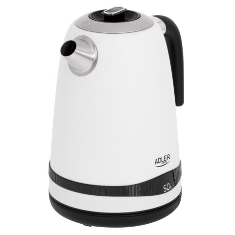 Adler AD1295W czajnik elektryczny 1,7 l, biały, 7 temperatur 40-100°C, LCD, 2200 W