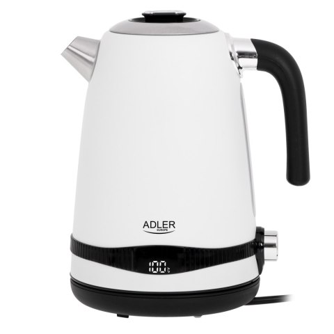 Adler AD1295W czajnik elektryczny 1,7 l, biały, 7 temperatur 40-100°C, LCD, 2200 W