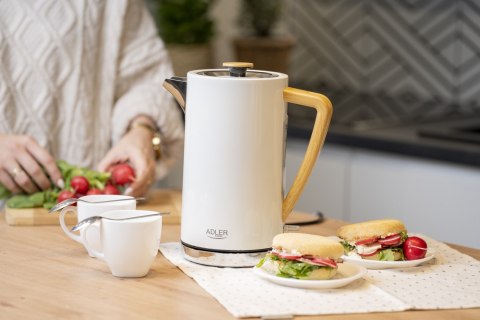 Adler AD1347W czajnik elektryczny 1,7 l, biały, stal nierdzewna, STRIX, 2200 W