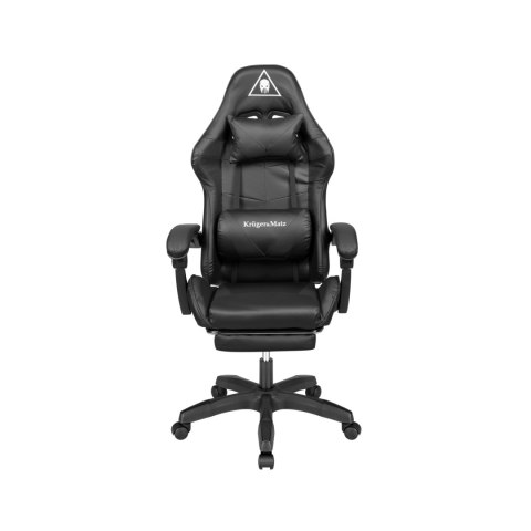 Fotel gamingowy Krüger&Matz GX-150 KM0790-B, czarny, podnóżek, masaż, oparcie 145°, udźwig 150 kg