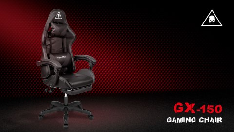 Fotel gamingowy Krüger&Matz GX-150 KM0790-B, czarny, podnóżek, masaż, oparcie 145°, udźwig 150 kg