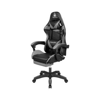 Fotel gamingowy Krüger&Matz GX-150 KM0790-G, czarno-szary, podnóżek, masaż, oparcie 145°, udźwig 150 kg