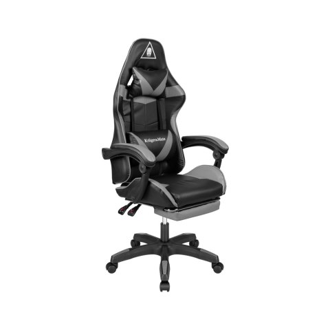 Fotel gamingowy Krüger&Matz GX-150 KM0790-G, czarno-szary, podnóżek, masaż, oparcie 145°, udźwig 150 kg