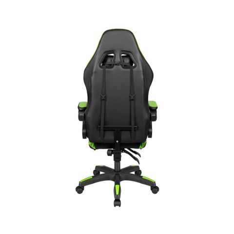 Fotel gamingowy Krüger&Matz GX-150 KM0790-GR, czarno-zielony, podnóżek, masaż, oparcie 145°, udźwig 150 kg