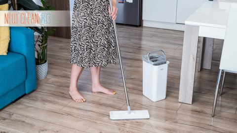 Mop płaski Teesa New Clean R13 TSA0045, wyciskacz, wiadro 5,7 l, rączka 124 cm, 2 nakładki