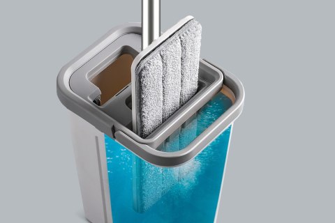 Mop płaski Teesa New Clean R13 TSA0045, wyciskacz, wiadro 5,7 l, rączka 124 cm, 2 nakładki