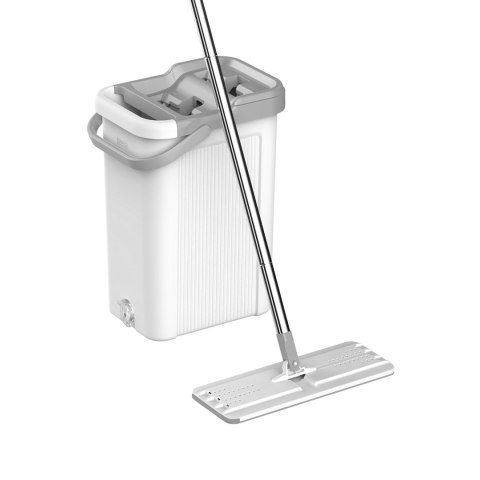 Mop płaski Teesa New Clean R19 TSA0046, wyciskacz, wiadro 7,5 l, rączka 128 cm, 2 nakładki