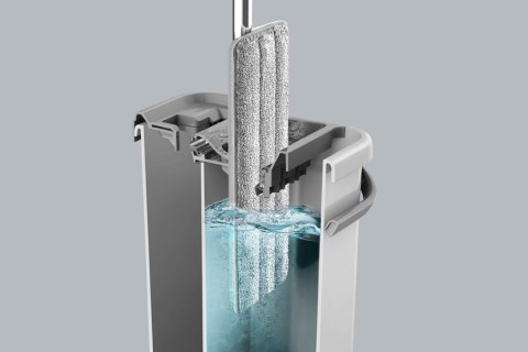 Mop płaski Teesa New Clean R19 TSA0046, wyciskacz, wiadro 7,5 l, rączka 128 cm, 2 nakładki