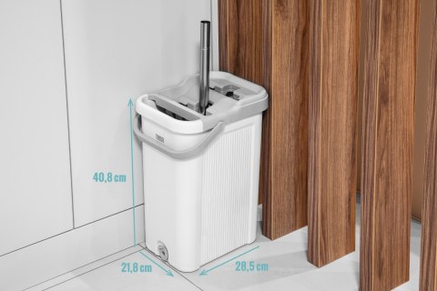 Mop płaski Teesa New Clean R19 TSA0046, wyciskacz, wiadro 7,5 l, rączka 128 cm, 2 nakładki
