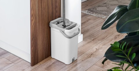 Mop płaski Teesa New Clean R19 TSA0046, wyciskacz, wiadro 7,5 l, rączka 128 cm, 2 nakładki