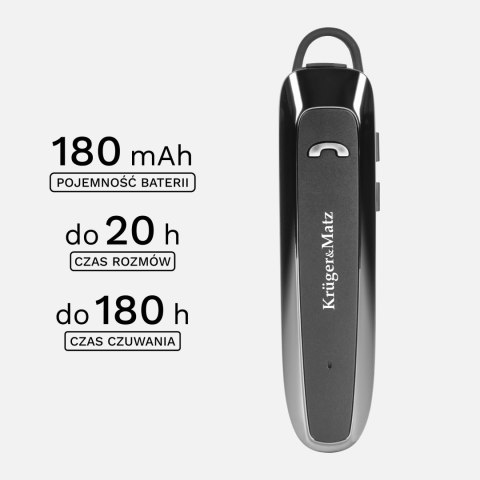 Słuchawka Bluetooth Krüger&Matz Traveler K14 KM0602, Multipoint, USB-C, do 20 h rozmów