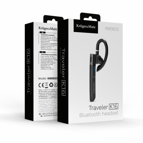 Słuchawka Bluetooth Krüger&Matz Traveler K16 KM0603, wyświetlacz, Multipoint, USB-C, do 18 h