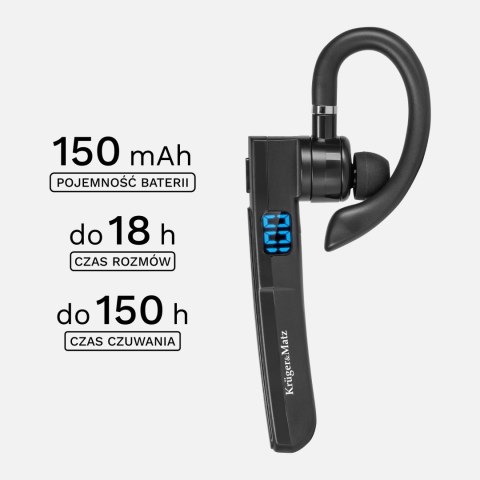 Słuchawka Bluetooth Krüger&Matz Traveler K16 KM0603, wyświetlacz, Multipoint, USB-C, do 18 h