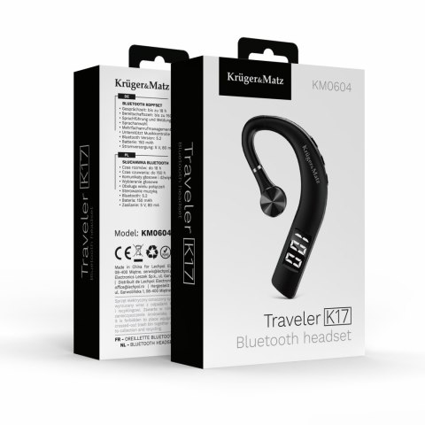 Słuchawka Bluetooth Krüger&Matz Traveler K17 KM0604, wyświetlacz, Multipoint, USB-C, do 18 h