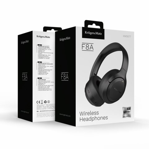 Słuchawki bezprzewodowe Krüger&Matz F8A KM0677-BK, ANC, Bluetooth 5.4, czarne