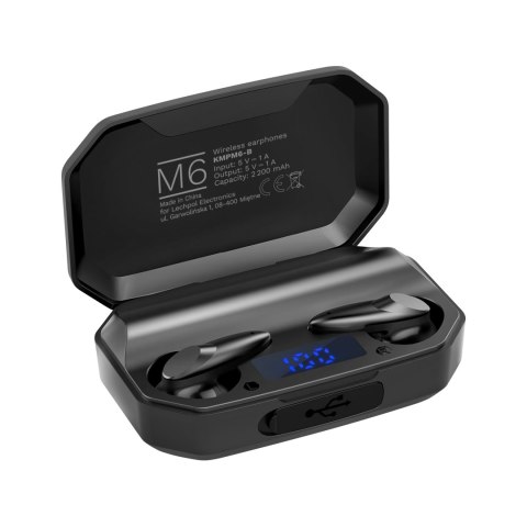 Słuchawki douszne TWS Krüger&Matz M6 KMPM6-B, Bluetooth 5.1, etui powerbank 2200 mAh, czarne