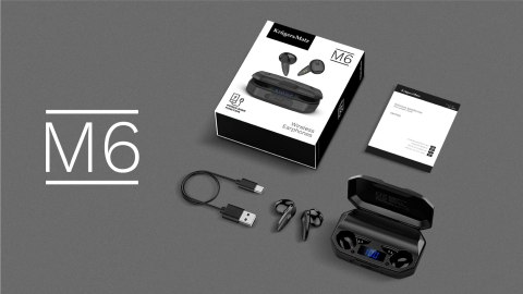 Słuchawki douszne TWS Krüger&Matz M6 KMPM6-B, Bluetooth 5.1, etui powerbank 2200 mAh, czarne