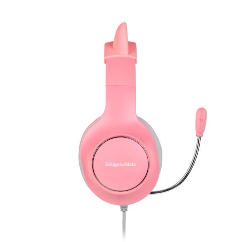 Słuchawki gamingowe Krüger&Matz Gamer Kids KM0658, mikrofon, USB i 3,5 mm, różowe