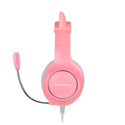 Słuchawki gamingowe Krüger&Matz Gamer Kids KM0658, mikrofon, USB i 3,5 mm, różowe