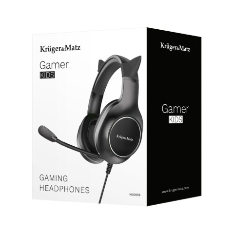 Słuchawki gamingowe Krüger&Matz Gamer Kids KM0659, mikrofon, USB i 3,5 mm, czarne
