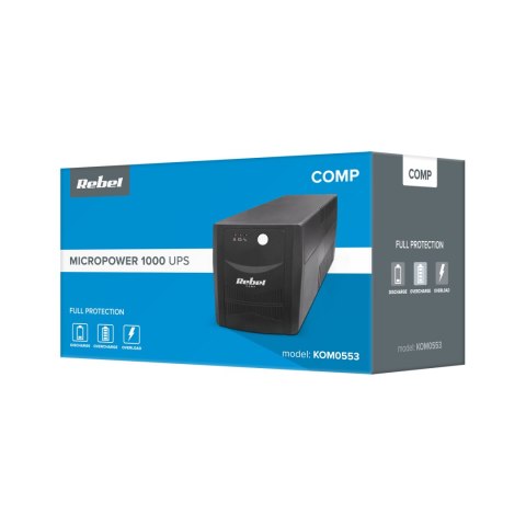 Zasilacz awaryjny UPS Rebel Micropower 1000 KOM0553, 1000 VA / 600 W, sinusoida zmodyfikowana