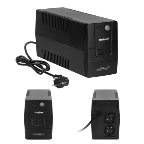 Zasilacz awaryjny UPS Rebel Nanopower 650 RB-4020, 650 VA / 360 W, sinusoida zmodyfikowana