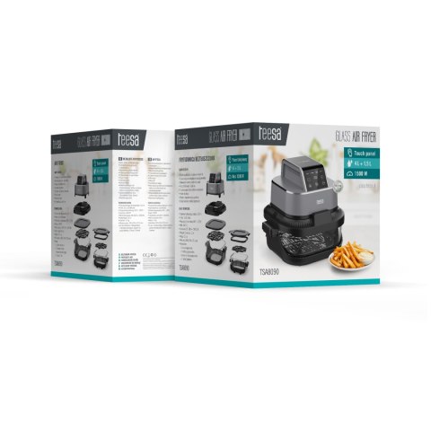 Frytkownica beztłuszczowa Teesa TSA8090 Glass Air Fryer, 1500 W, szklane pojemniki 1,5 l i 4 l