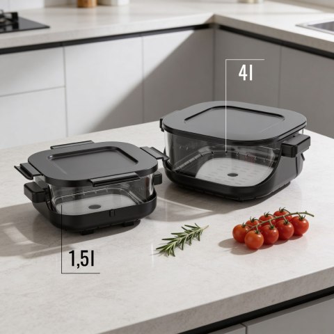 Frytkownica beztłuszczowa Teesa TSA8090 Glass Air Fryer, 1500 W, szklane pojemniki 1,5 l i 4 l