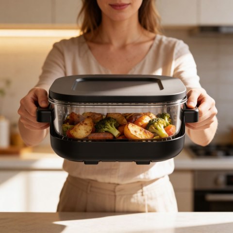 Frytkownica beztłuszczowa Teesa TSA8090 Glass Air Fryer, 1500 W, szklane pojemniki 1,5 l i 4 l